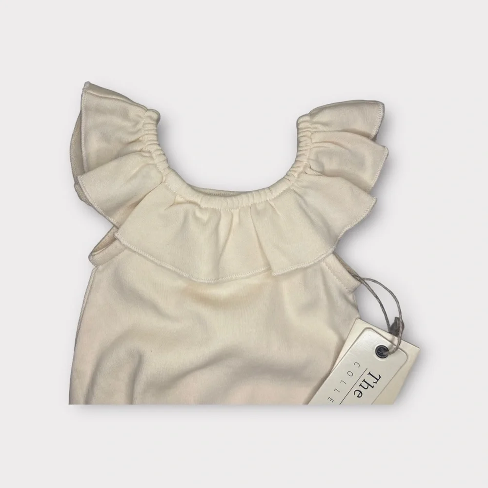 L’ovedbaby Sleeveless Ruffle Cream Organic Bodysuit